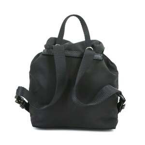 Prada PRADA Backpack-style Handbag Pouch Nylon Saffiano Leather Black Silver ...